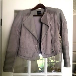 Faux leather and suede moto style jacket